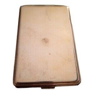 Vintage 2.5"× 4"Miniature Address Phone Book & Mirror Gold Metal